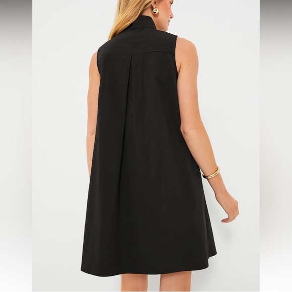Tuckernuck Black Sleeveless Charlie Shirt Dress Button Front Stretch Size Large - Picture 6 of 15